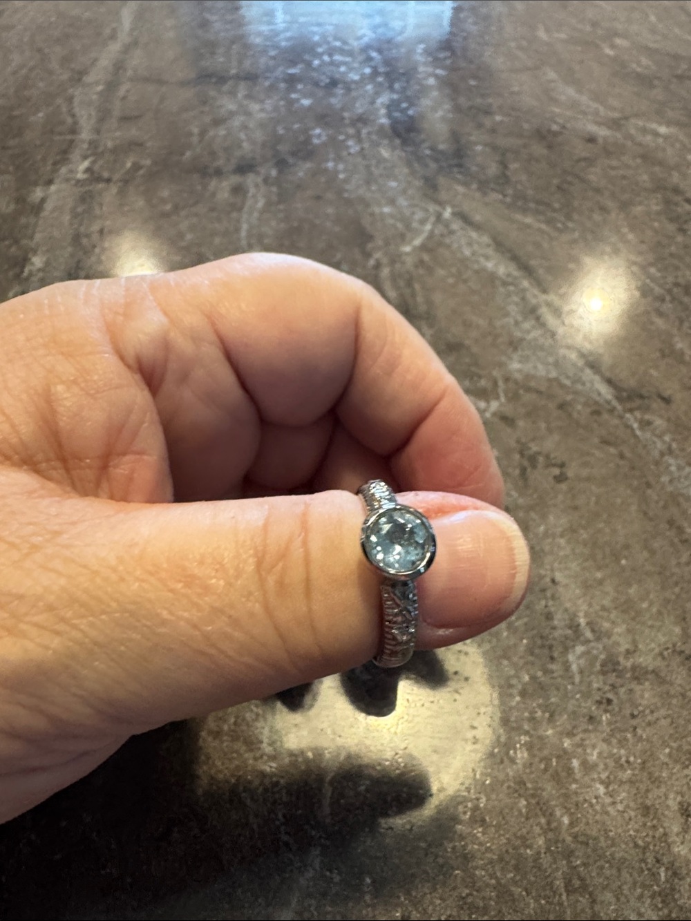 Silver toned Blue Topaz Halo Ring - Women's Jewelry